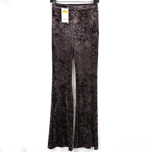 ba&sh Lolita Crushed Velvet Bootcut Flared Bottoms in Brown - Size 34 (NWT) - Picture 2 of 12